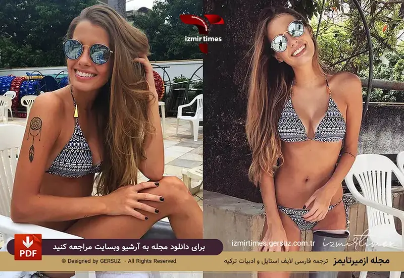 مدل اندام برزیلی بیکینی بافت سفید مشکی